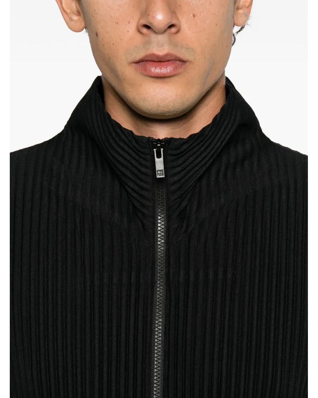 Homme Plissé Issey Miyake Black Pleated Zip-Up Shirt for men