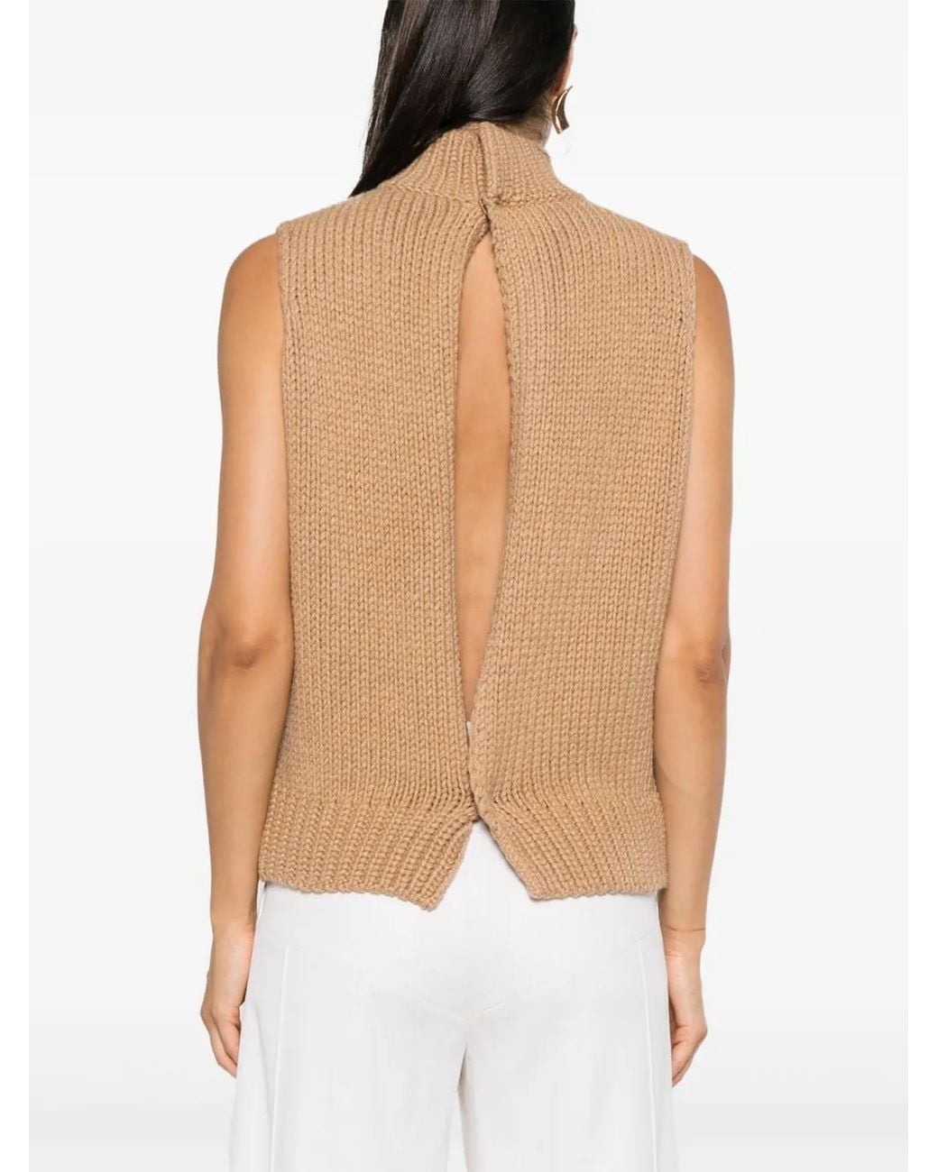 Fabiana Filippi Natural Cashmere Cut-Out Knitted Top