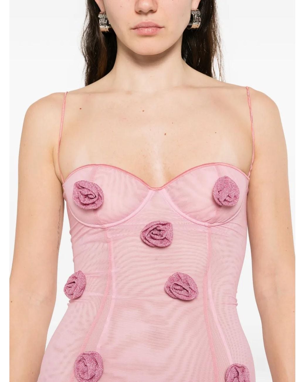 Oseree Pink Rose Balconette Mini Dress
