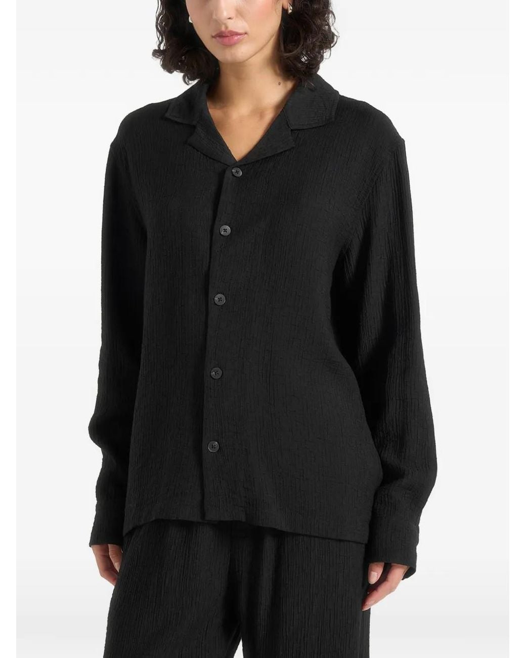Manière De Voir Black Bailey Textured Long Sleeve Shirt