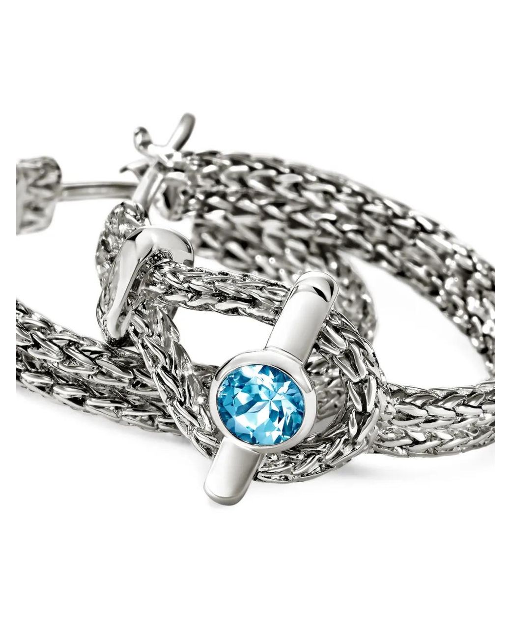 John Hardy White Icon Topaz Hoop Earrings