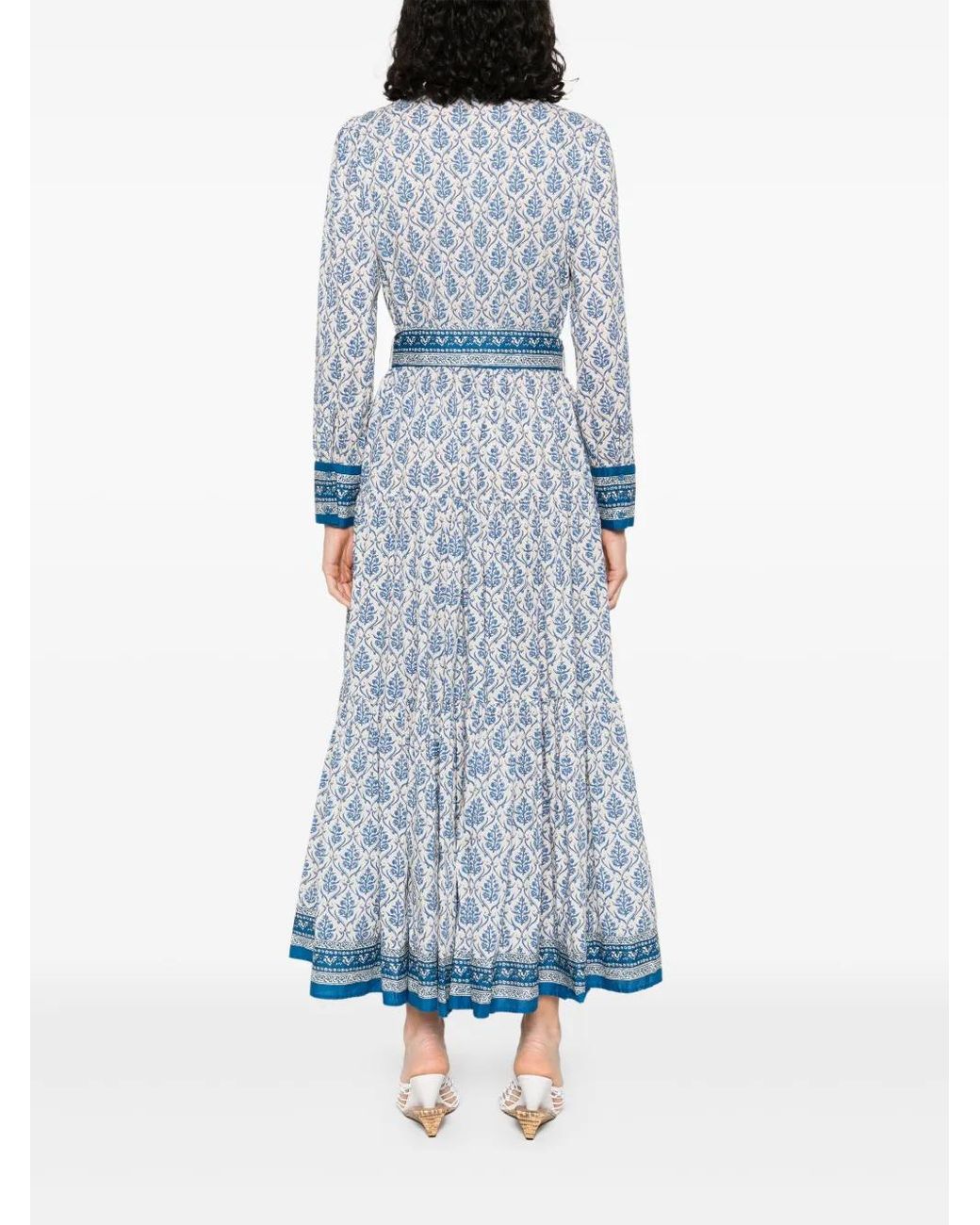 Mc2 Saint Barth Blue Long Cotton Chemisier Dress