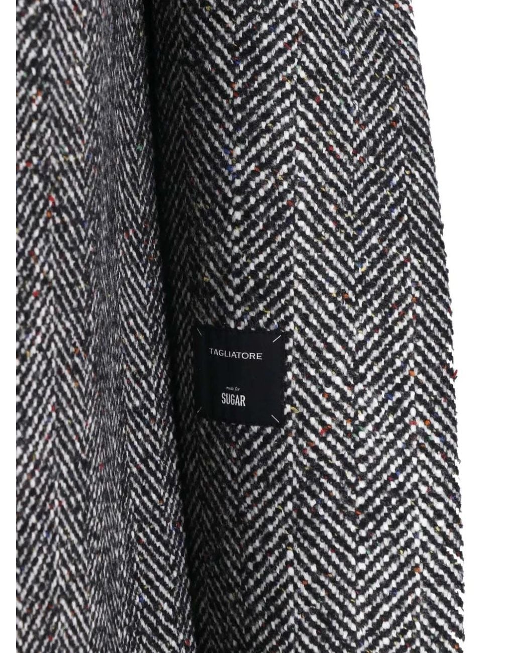 Tagliatore Gray Herringbone-Pattern Double-Breasted Coat