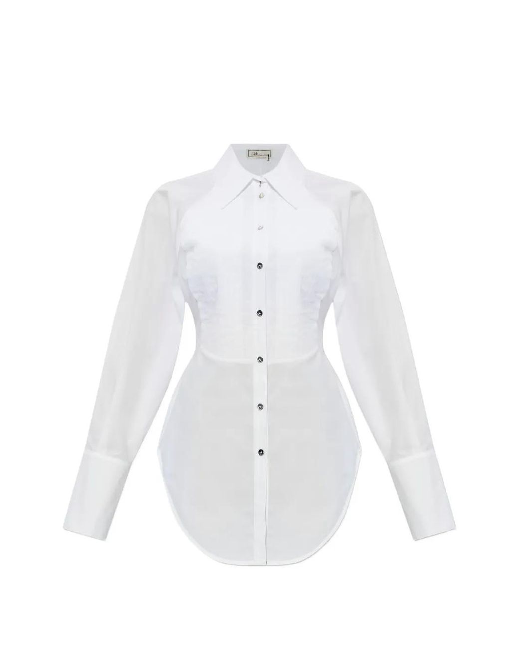 Blumarine White Pleated Button Shirt