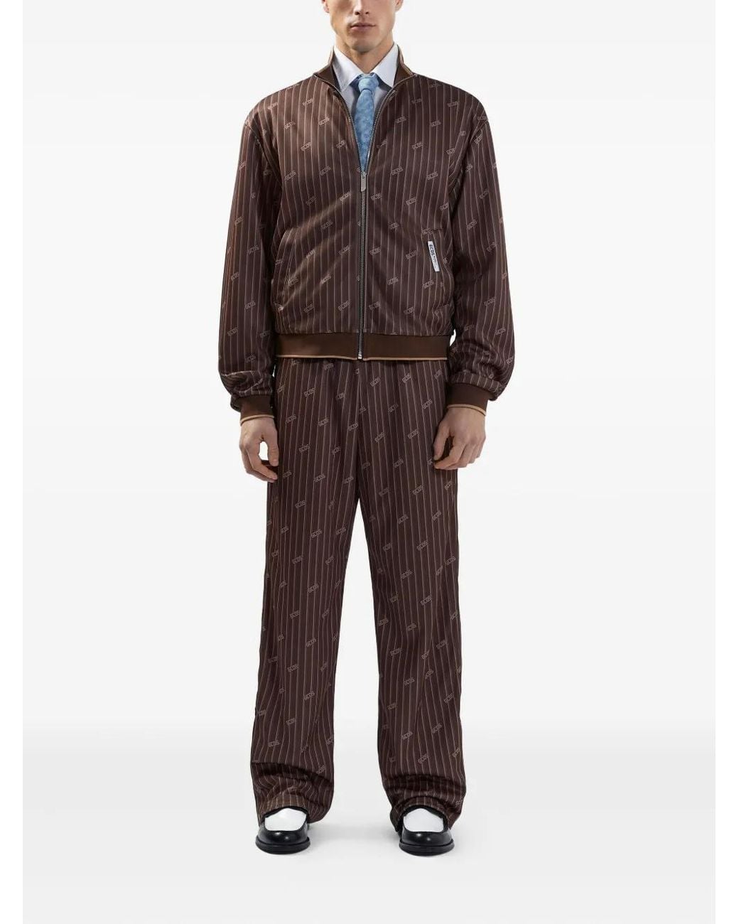 Gcds Brown Pinstriped Track Pants for men