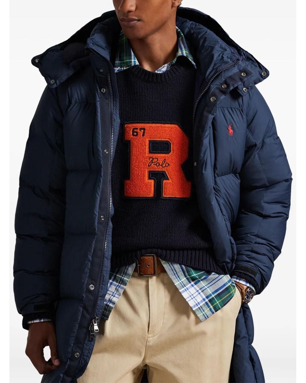 Polo Ralph Lauren Blue Hooded Insulated Bomber Coat for men