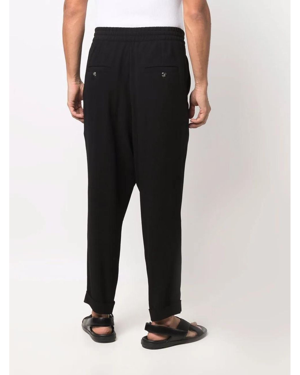 Balmain Black Slouchy Crepe Tapered-Leg Track Pants for men