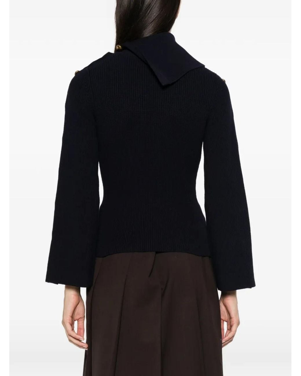 Elisabetta Franchi Black Knit Pullover With Jewel Buttons