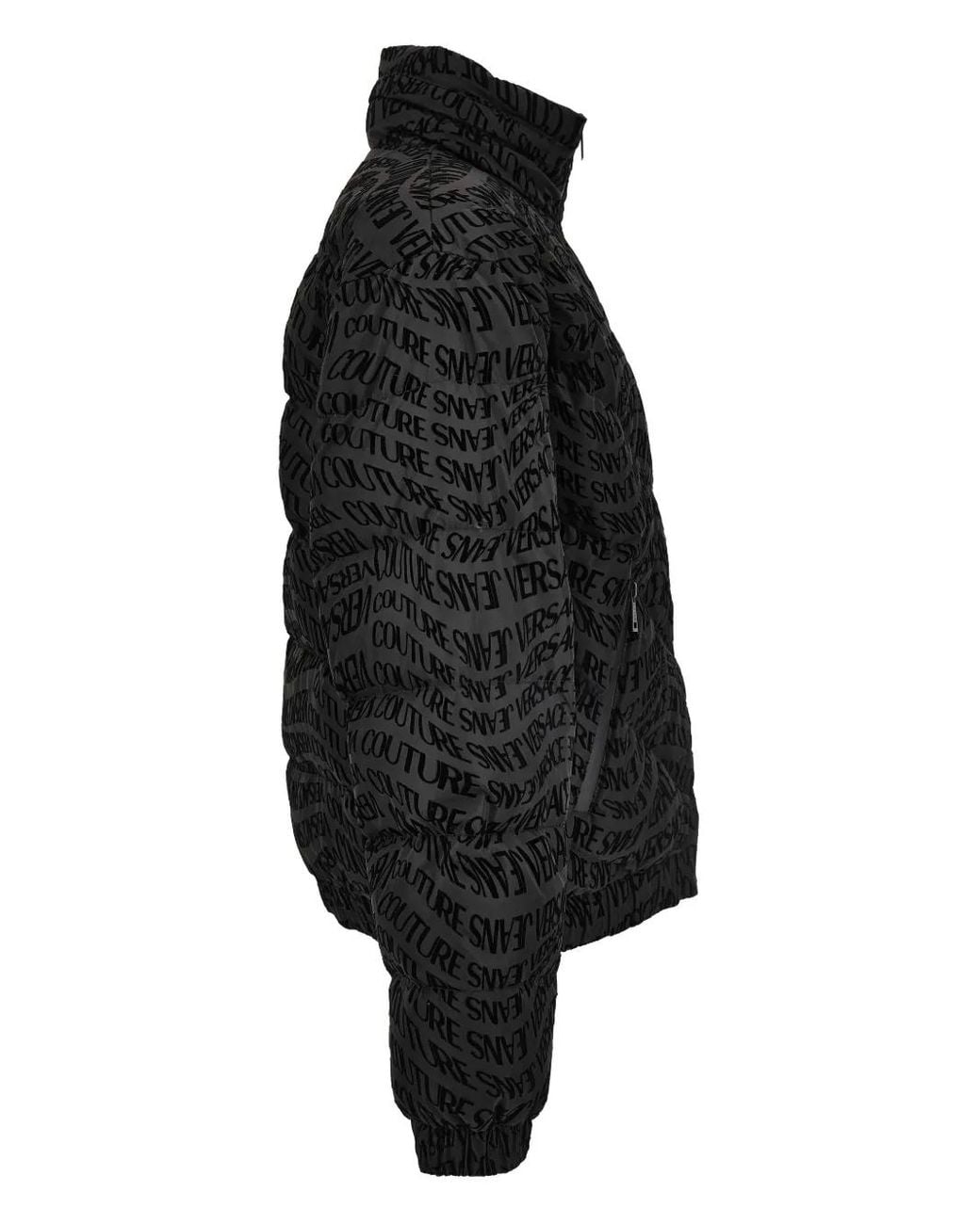 Versace Jeans Couture Black Logo-Print Puffer Jacket for men