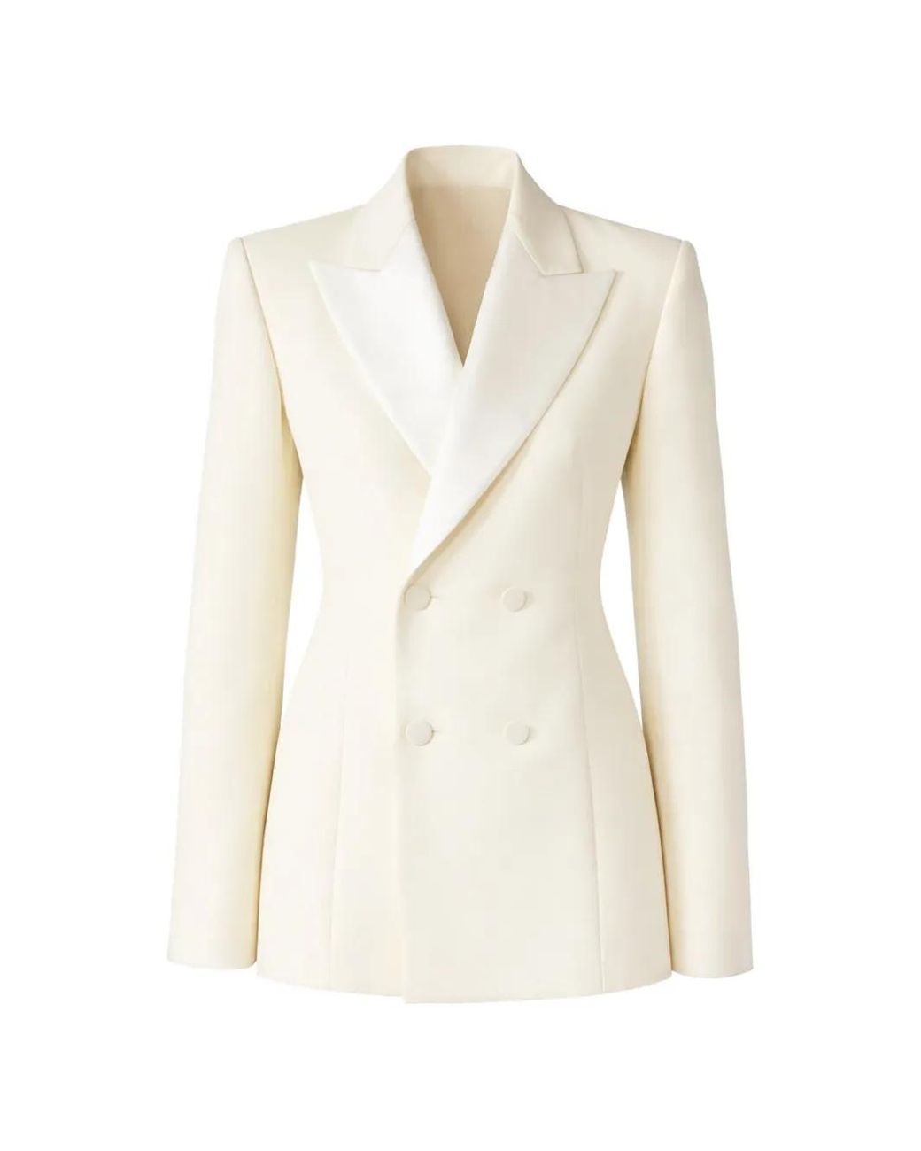 Sa Su Phi White Double-Breasted Peak-Lapels Blazer