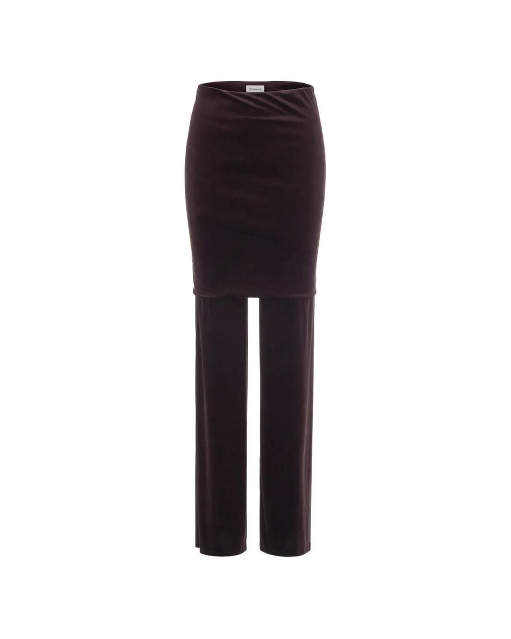 ANDAMANE Brown Layered Velvet-Effect Trousers