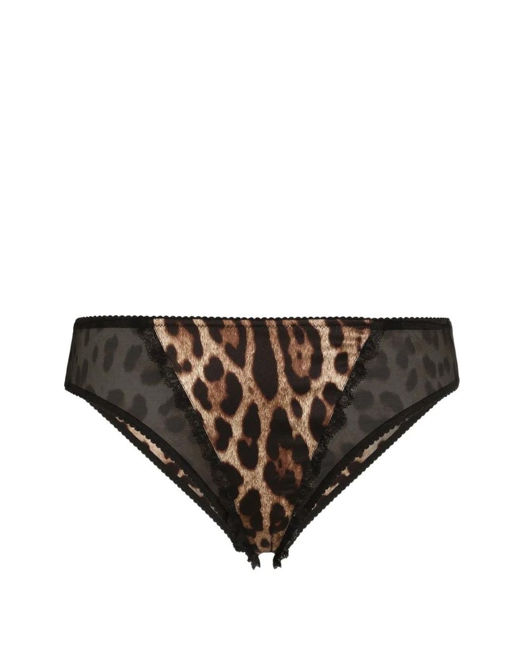 Dolce & Gabbana Black Leo-Print Satin Briefs