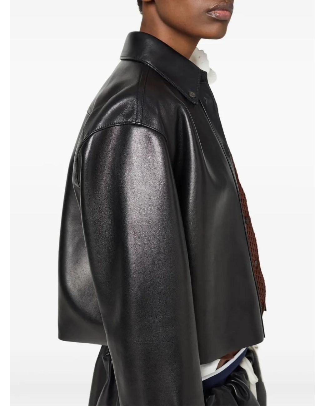 Miu Miu Black Plongé Leather Shirt Jacket
