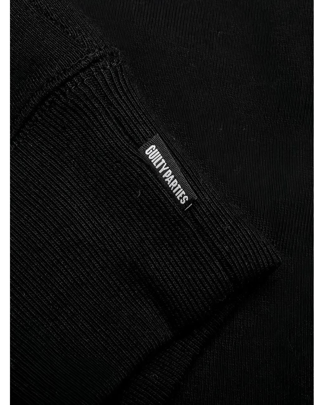 Wacko Maria Black Middle Weight Crew-Neck Embroidered Sweatshirt for men