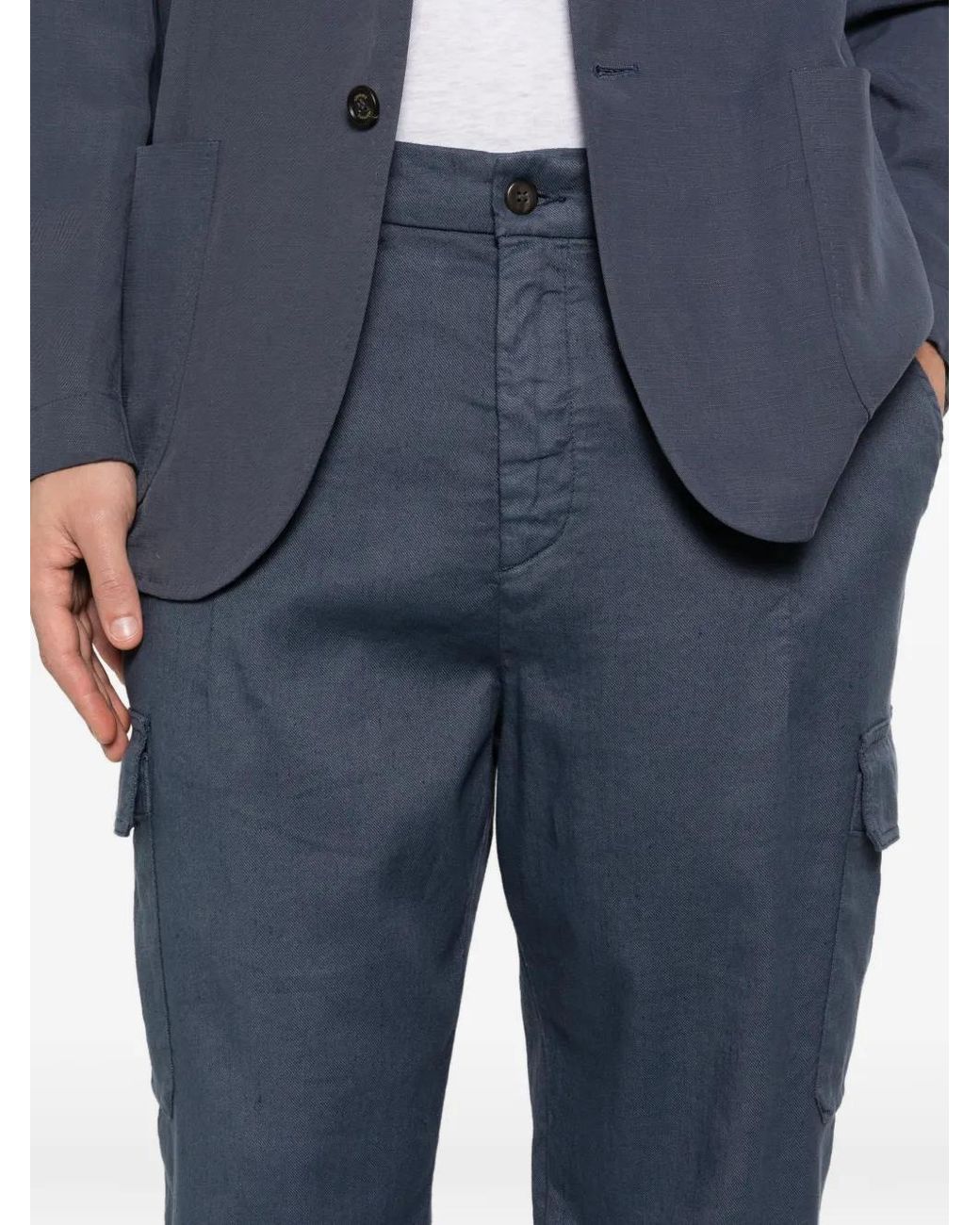 Eleventy Blue Button-Fastening Cargo Pants for men