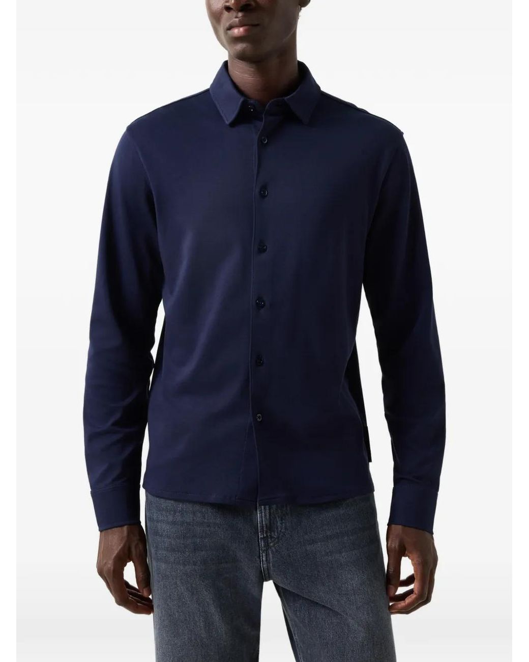 Bogner Blue Cotton Button-Down Shirt for men