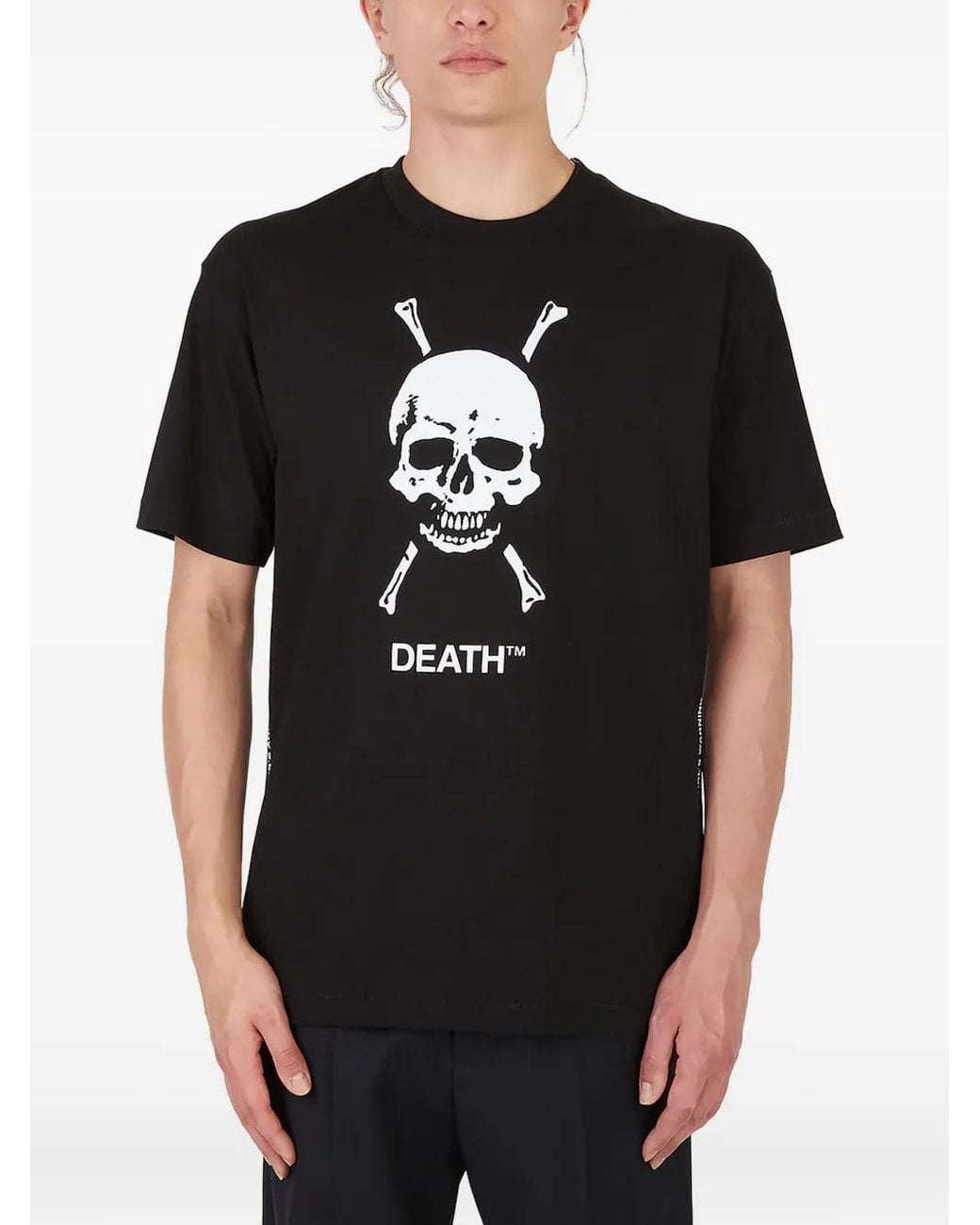Death Cigarettes Black Skull-Print T-Shirt for men