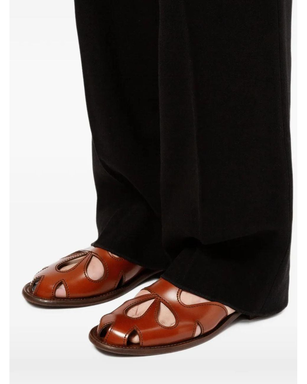 Hereu Red Floreta Cut-Out T-Bar Sandals