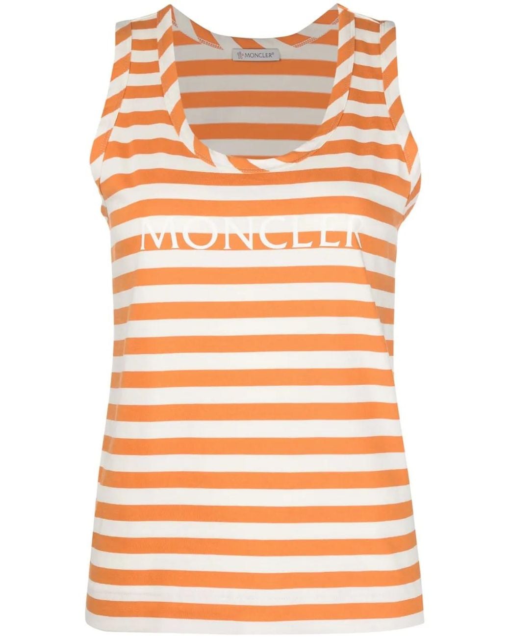 Moncler Orange Débardeur Rayé À Logo Imprimé