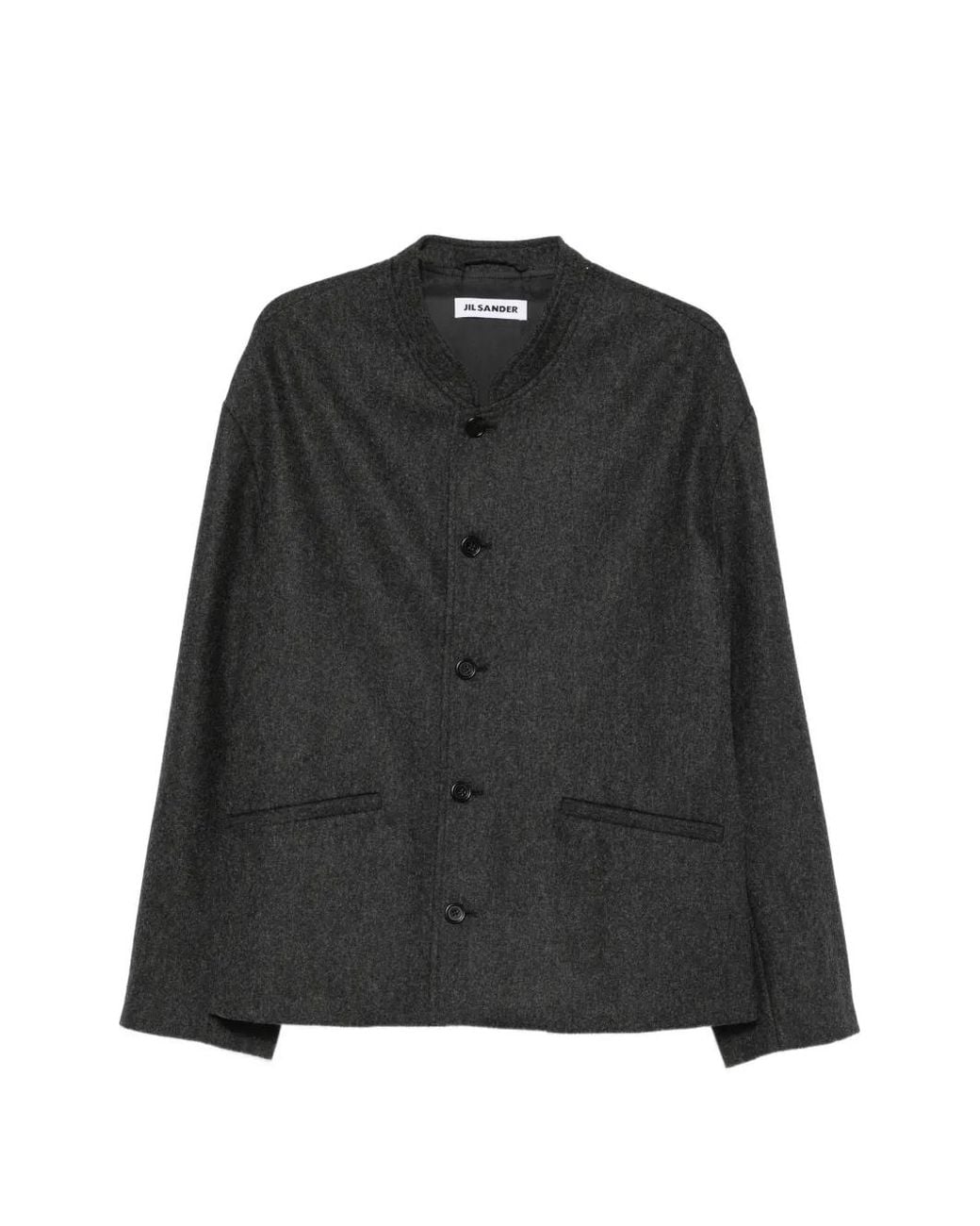 Jil Sander Black Band-Collar Single-Breasted Jacket for men
