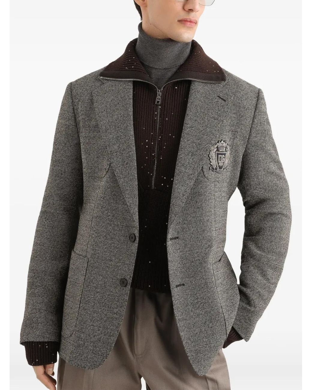 Dolce & Gabbana Gray Portofino Single-Breasted Jacket for men