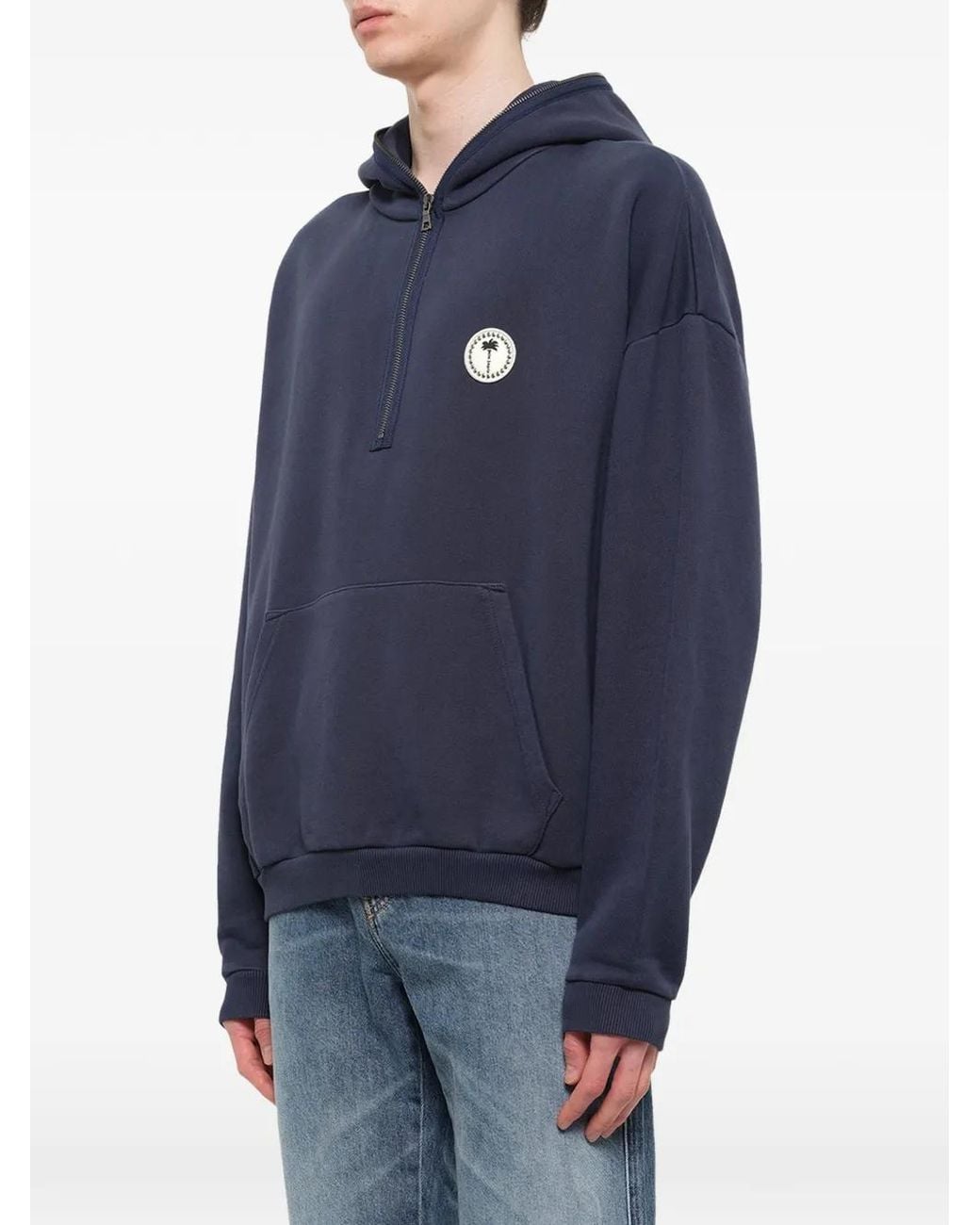 Palm Angels Blue Palm Deco Hoodie for men