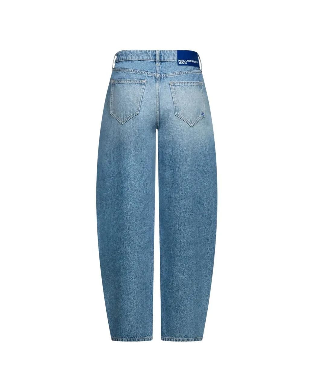 Karl Lagerfeld Blue Barrel-Leg Jeans
