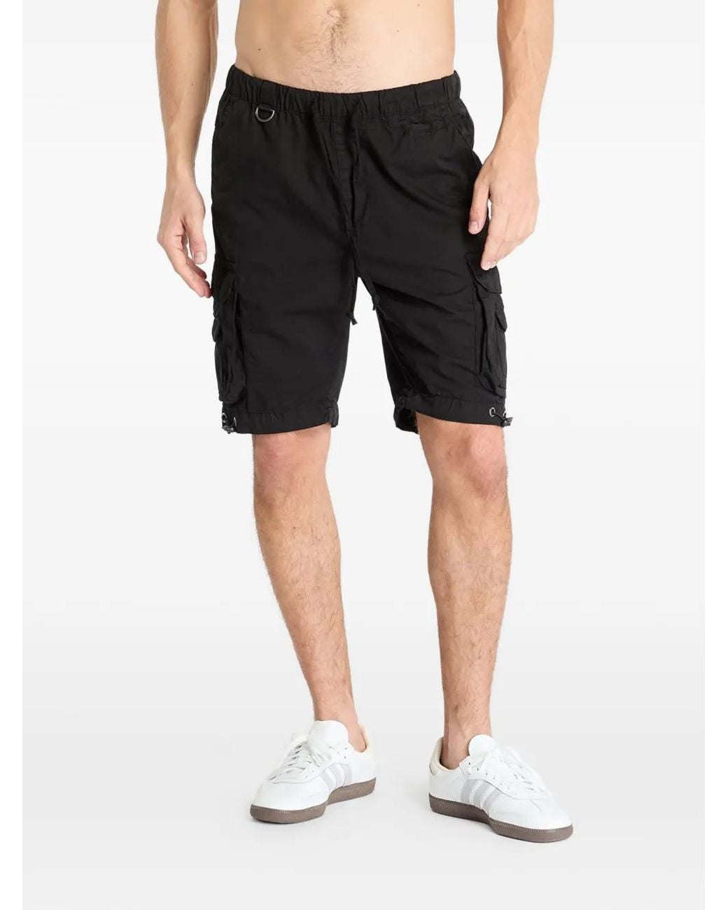 Urban Classics Black Drawstring Cargo Shorts for men