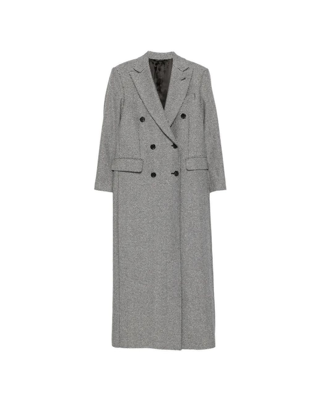 Eraldo Gray Herringbone Double-Breasted Coat