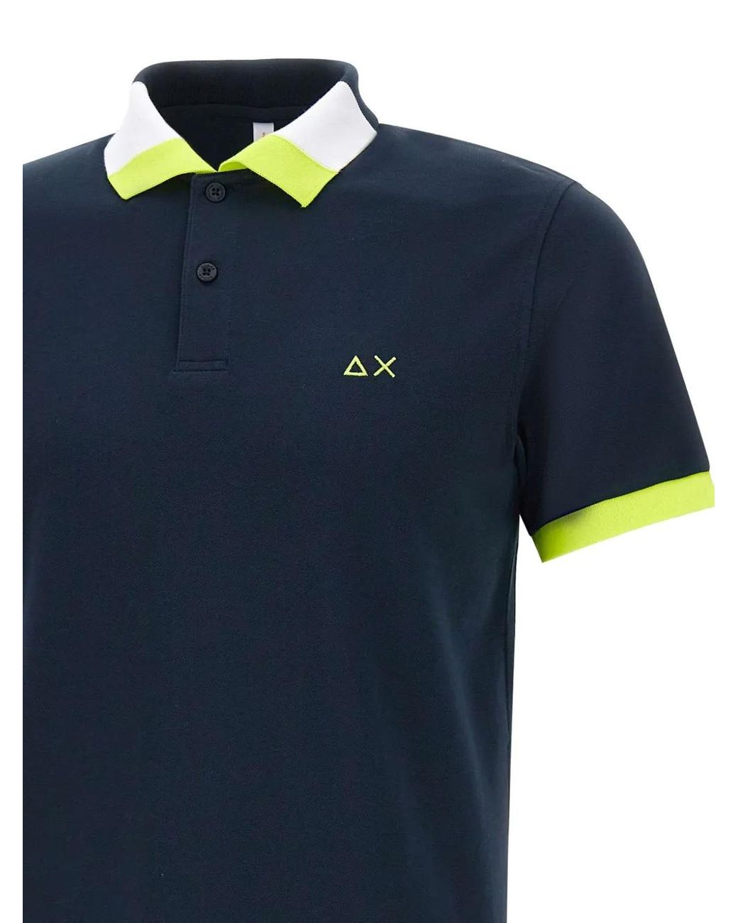 Sun 68 Blue Colour-Block Polo Shirt for men