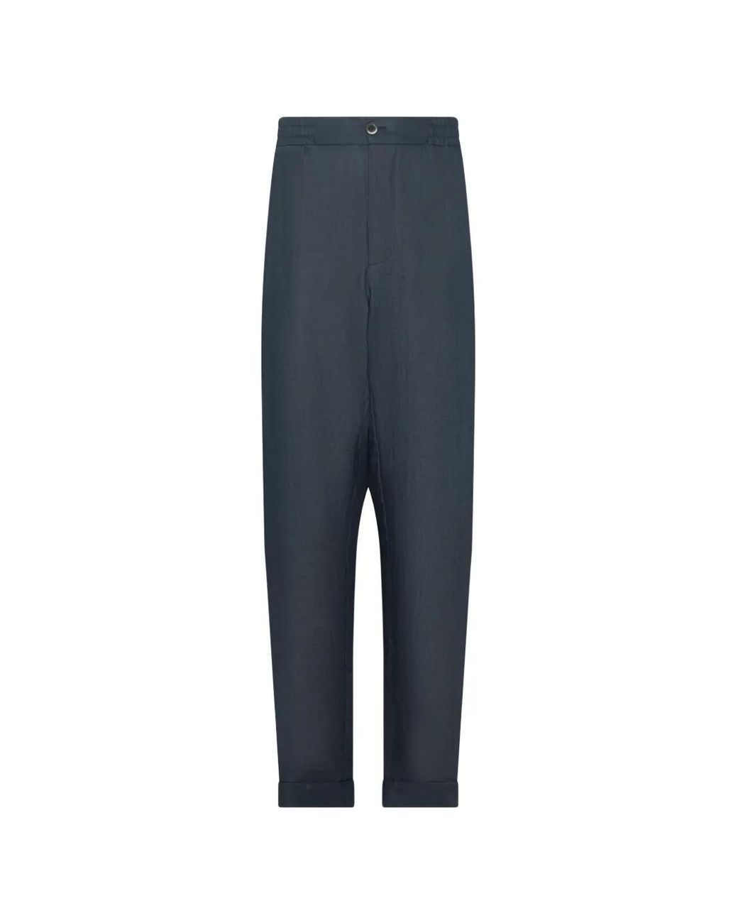 Franzese Collection Blue Linen Trousers for men