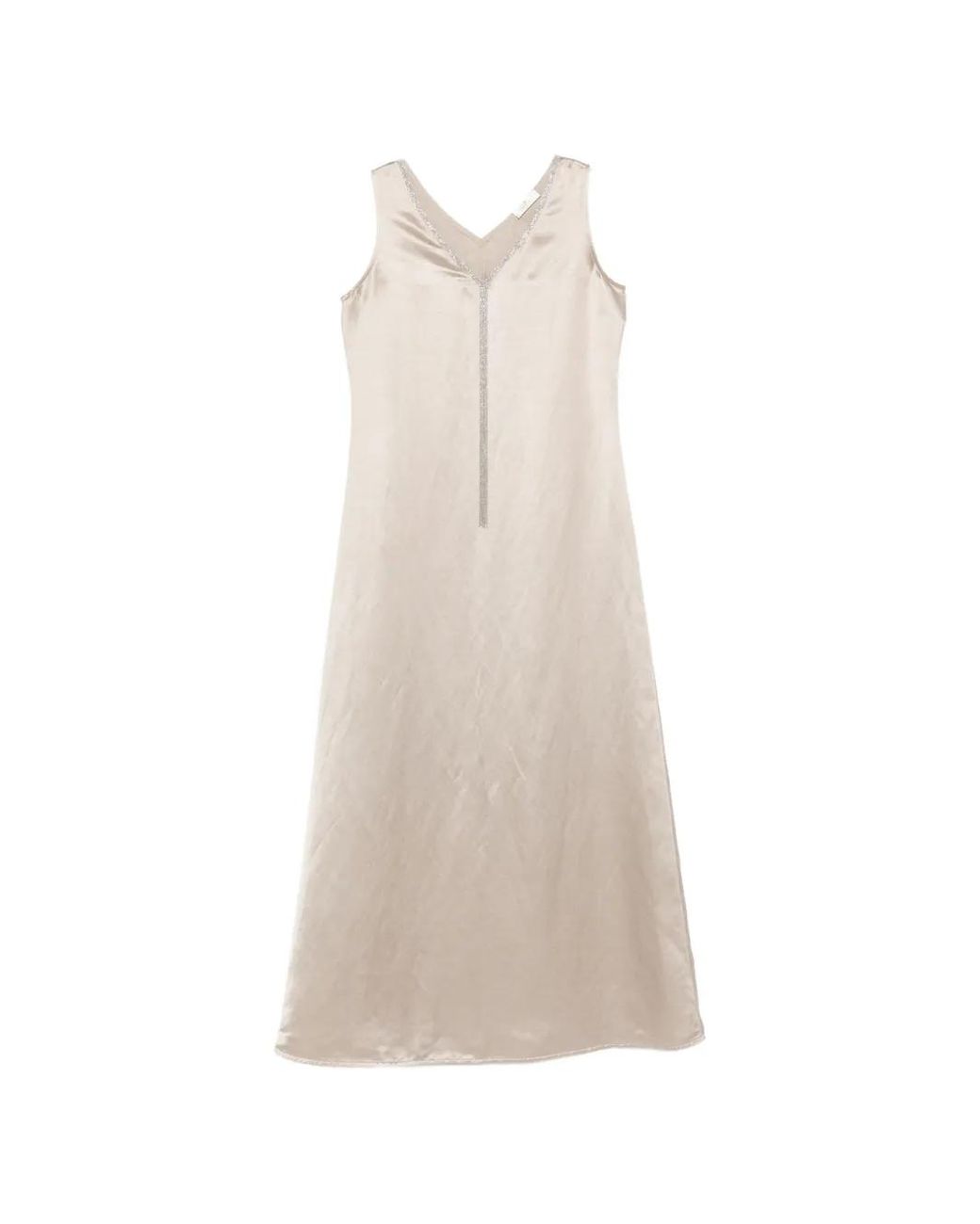 Panicale White Robe Mi-Longue Ornementée À Col V