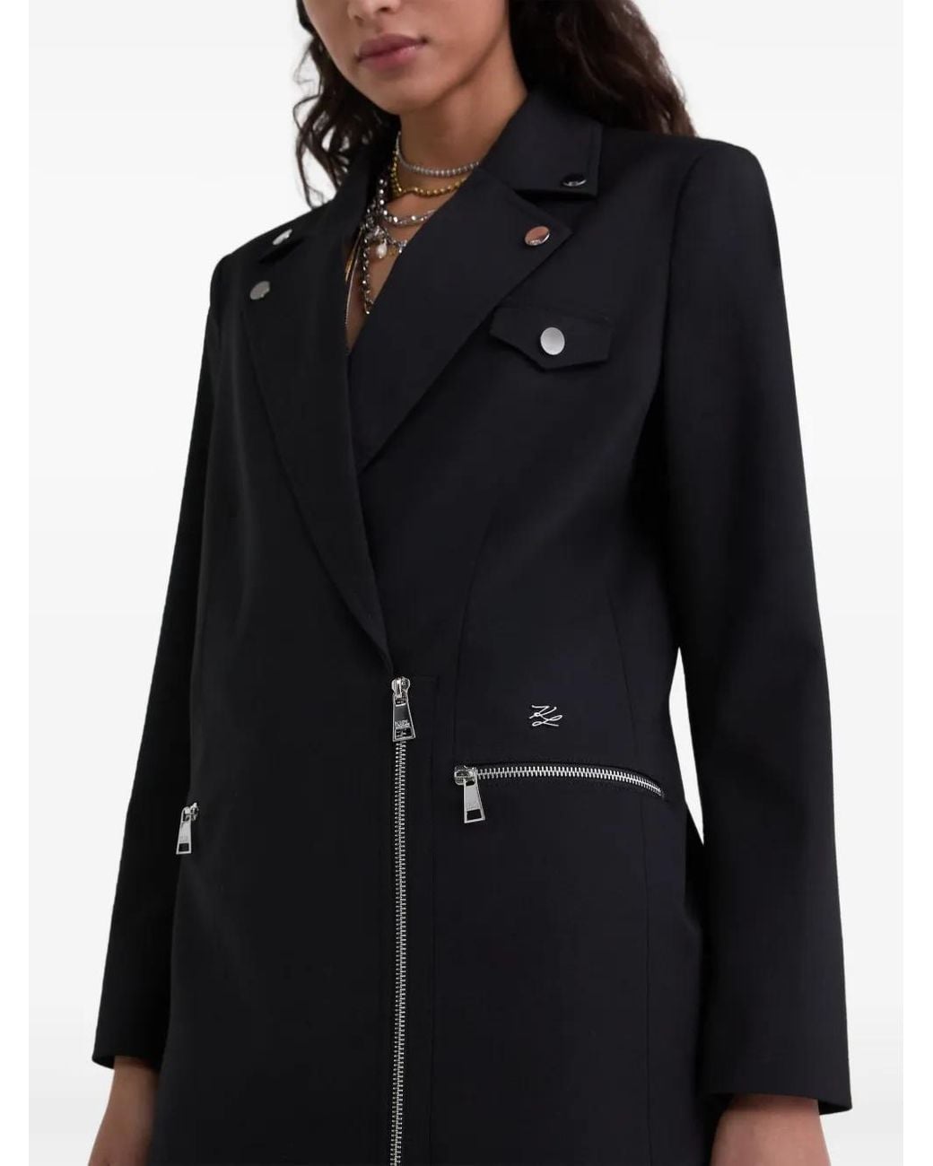 Karl Lagerfeld Black Biker Blazer