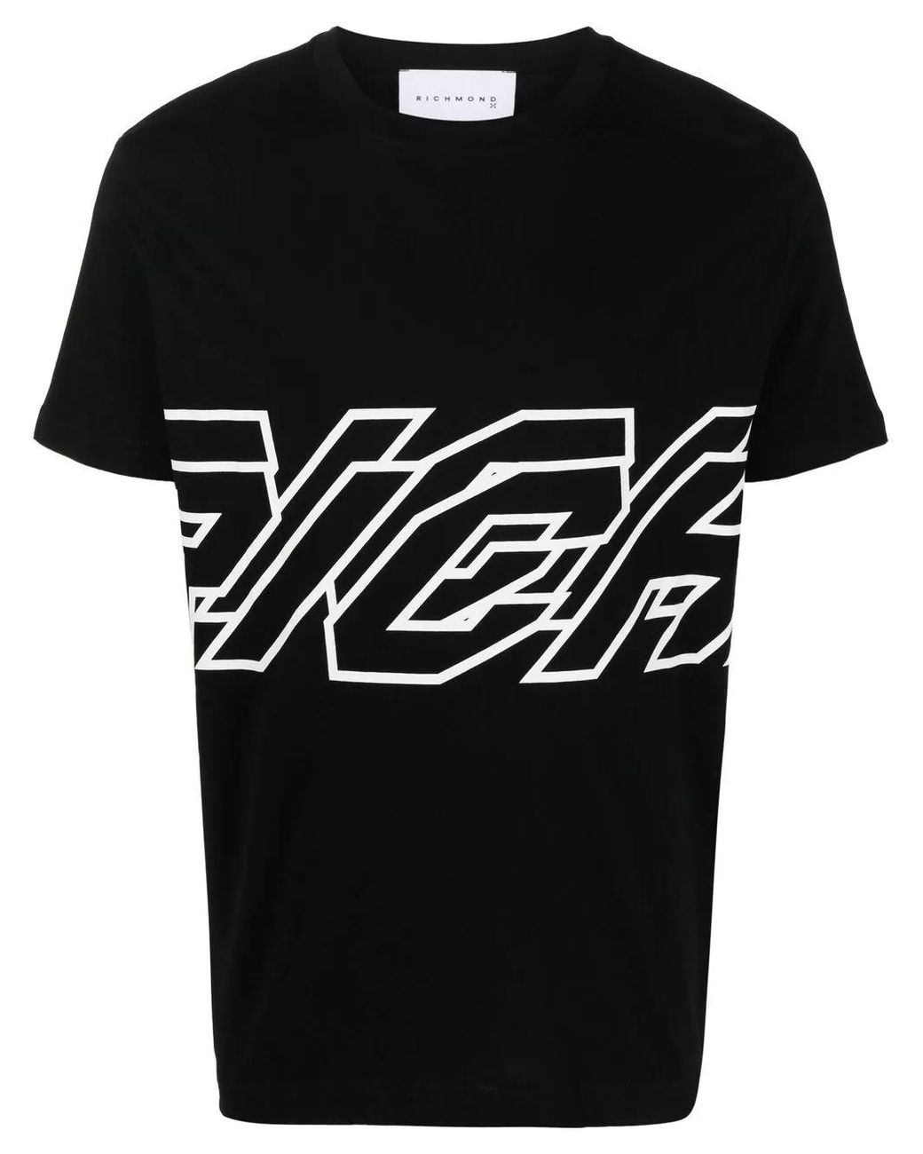 John Richmond Black Logo-Print Cotton T-Shirt for men