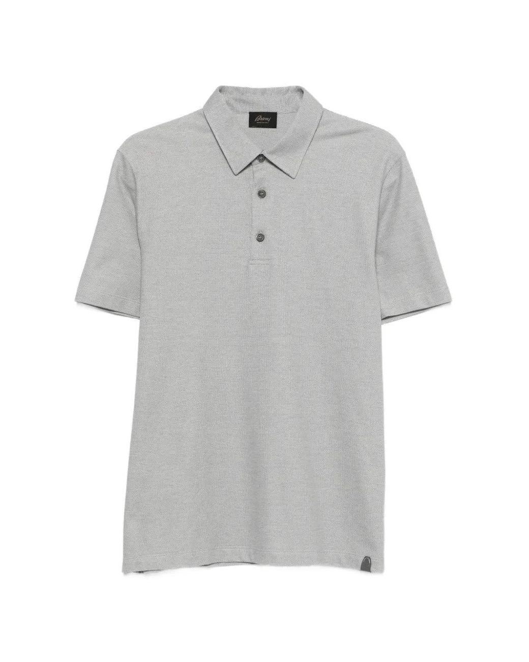 Brioni Gray Buttoned Polo Shirt for men