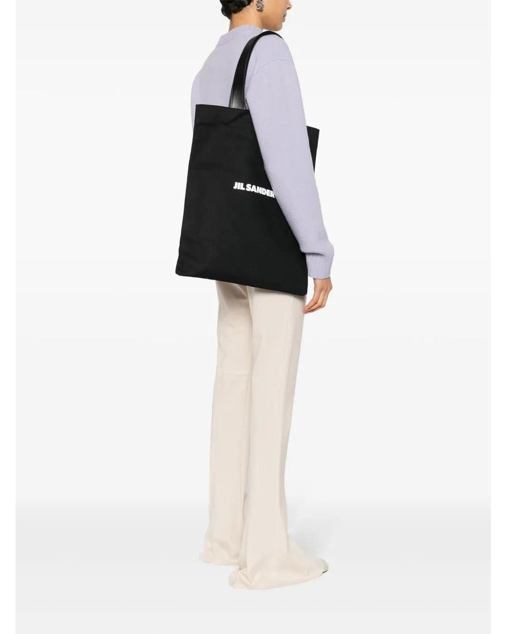Jil Sander Black Logo Large Tote