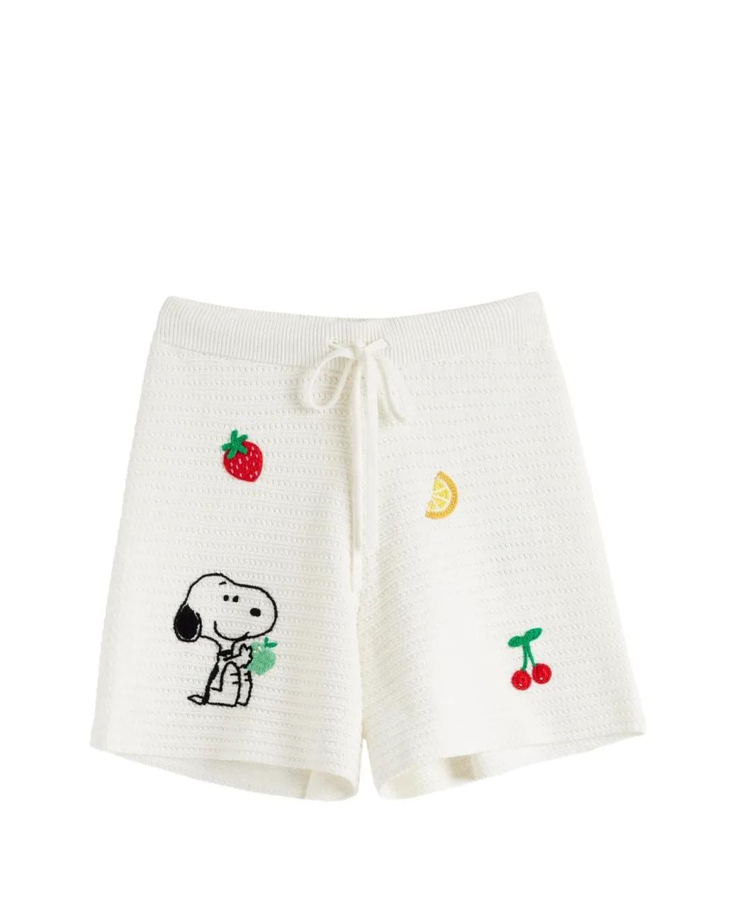 Chinti & Parker White Snoopy Cotton Crochet Shorts