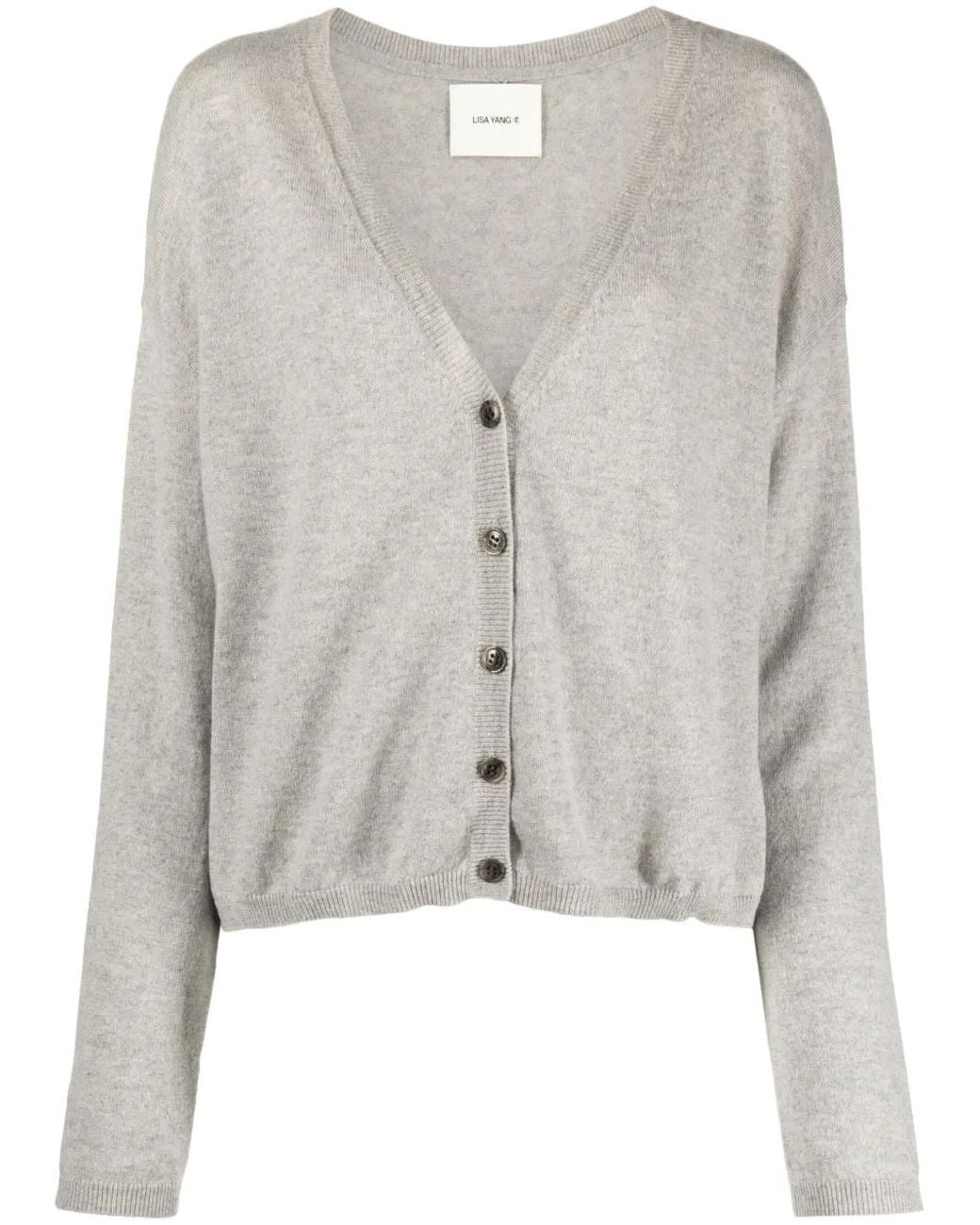 Lisa Yang Gray V-Neck Cashmere Cardigan