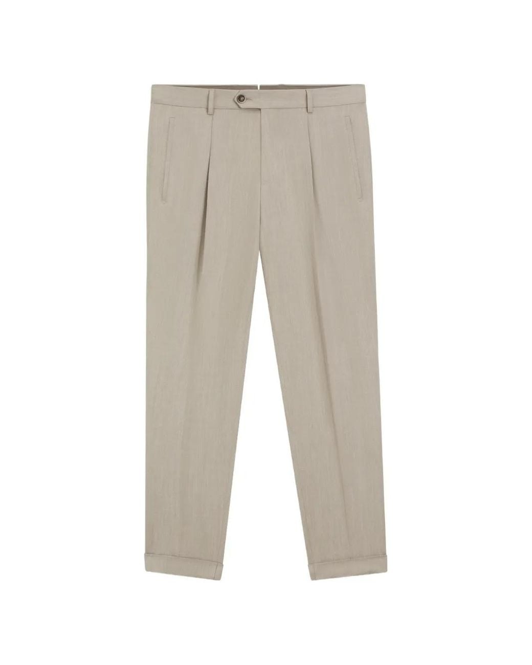 Boss White Pleated Turn-Up Tailored Trousers for men
