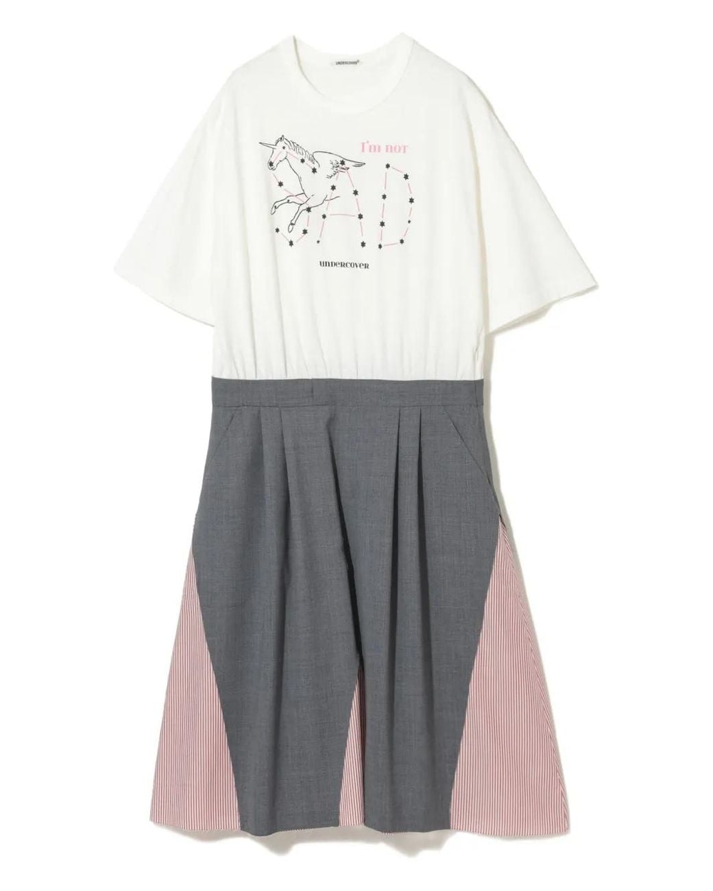 Undercover White Unicorn-Print Pleated Dress