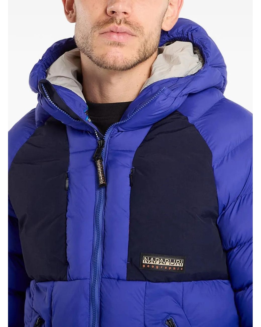 Napapijri Blue Padded Hooded Jacket for men