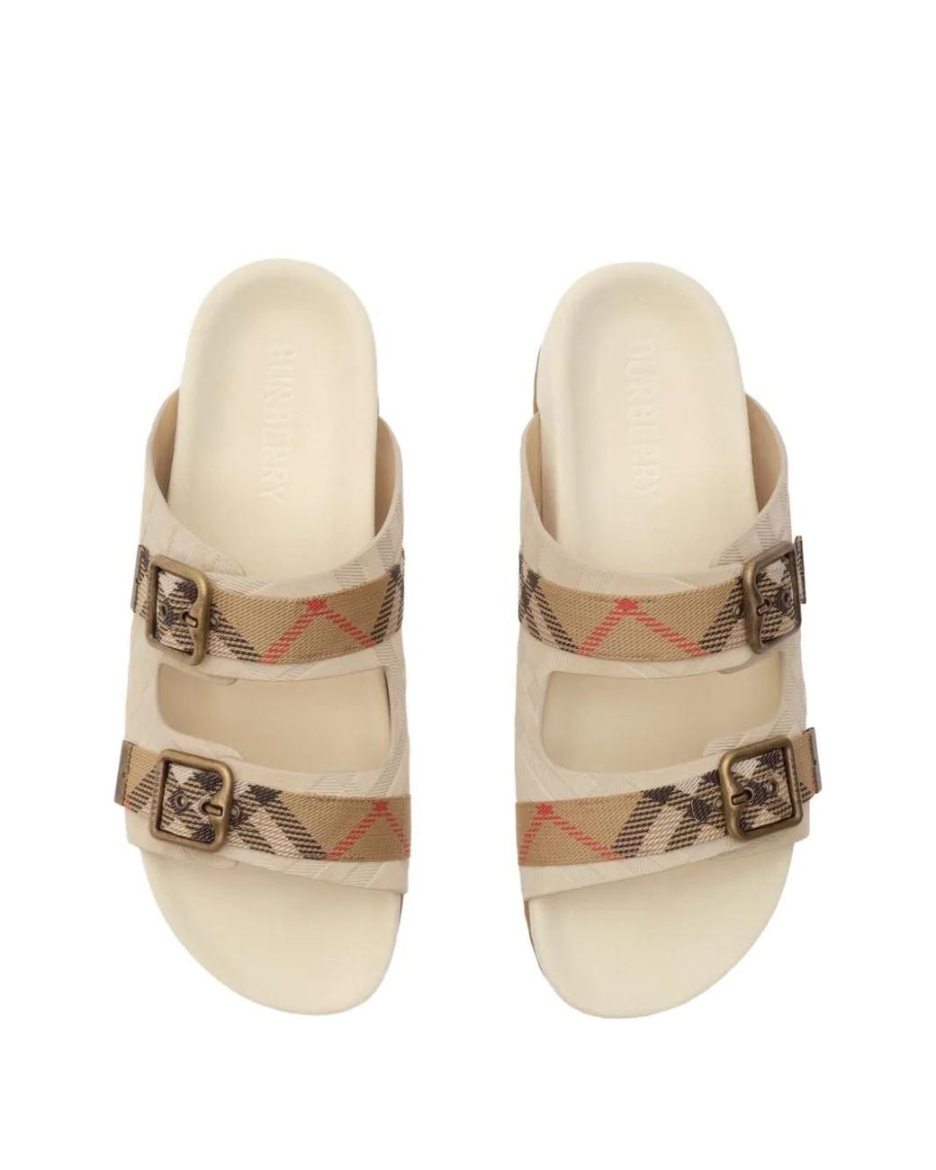 Burberry White Check Buckle Straps Sandals for men