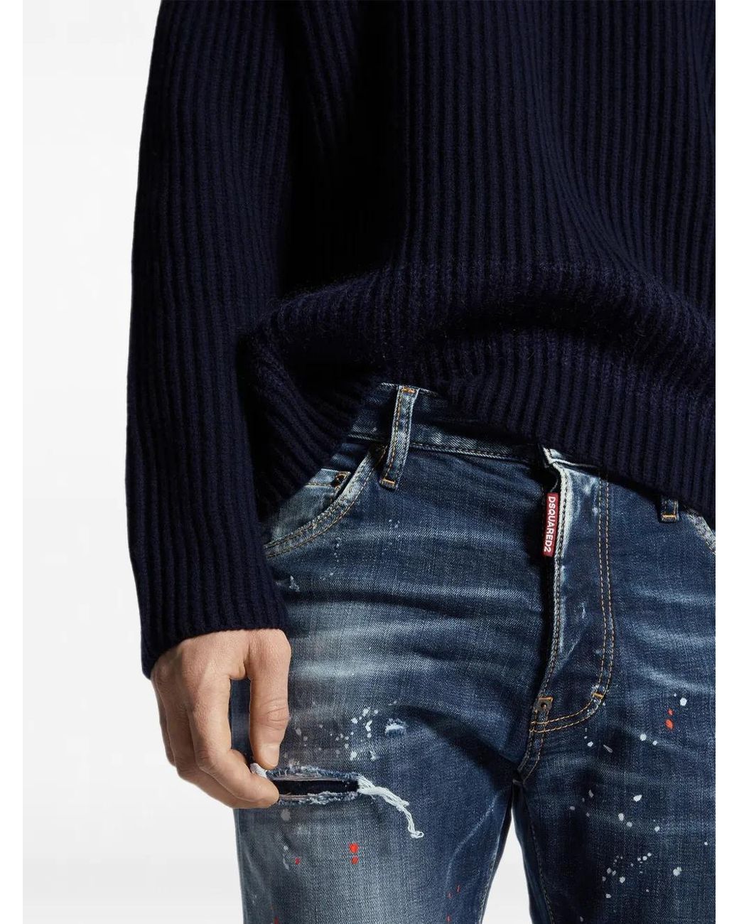 Vaqueros Con Parche Del Logo DSquared² de hombre de color Blue