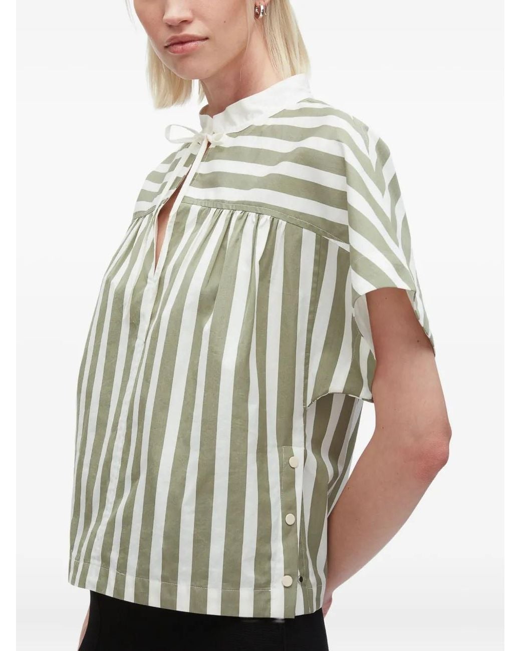 3.1 Phillip Lim White Striped Tie-Neck Top