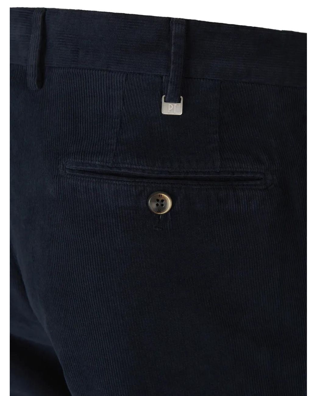 PT Torino Blue Corduroy Tailored Trousers for men