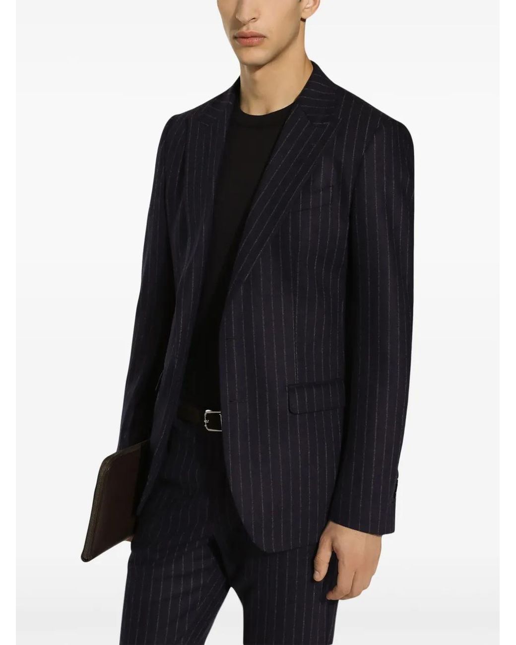 Dolce & Gabbana Blue Pinstripe Single-Breasted Jacket for men