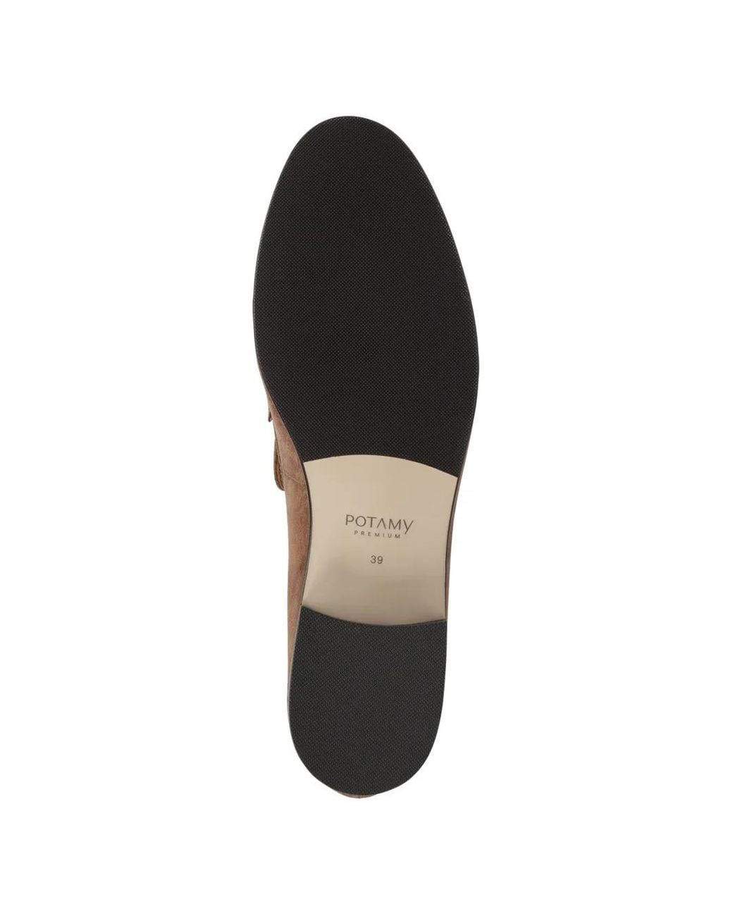 POTAMY Brown Suede Stitching Loafers