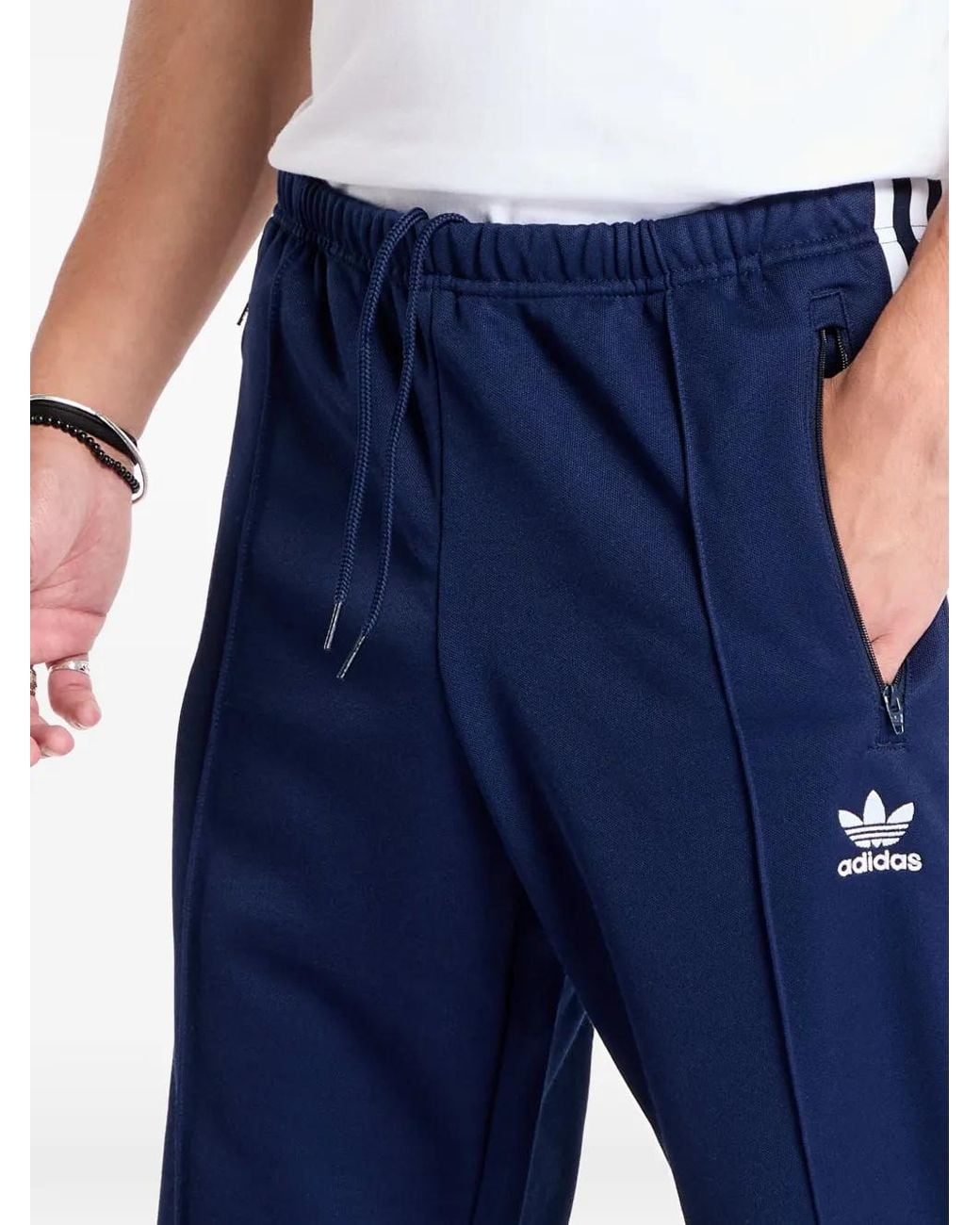 Adidas Blue Side-Stripes Track Pants for men