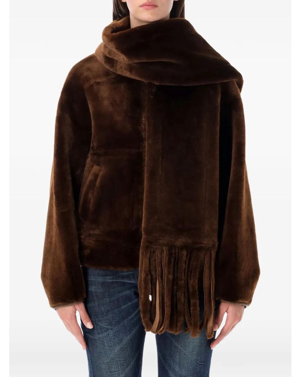 Abrigo Reversible Con Bufanda Vegancode de color Brown