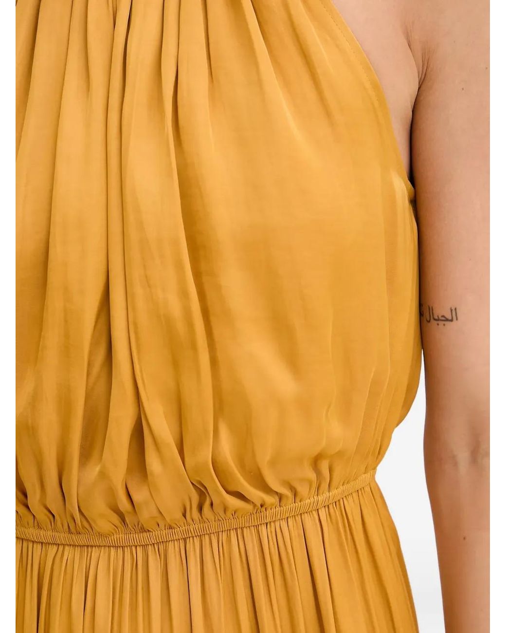 Morgan Yellow Halterneck Tiered Midi Dress